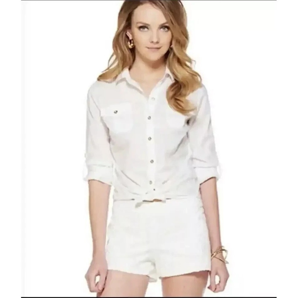 NWT Lilly Pulitzer Cruiser‎ Camp Shirt Top Button Pockets Cotton sz 0